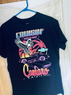 Cruisin' Camaro Graphic Tee - Navy Blue Chevrolet Style